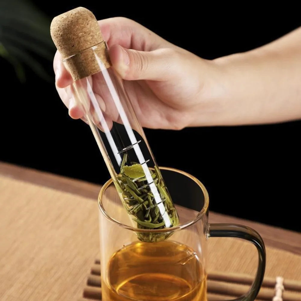 Creative Glass Test Tube Tea Infuser – Transparent Teapot Herb Strainer for Loose Leaf Tea