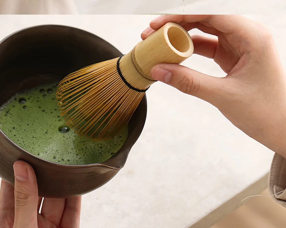 4-Piece Japanese Matcha Tea Set – Bamboo Whisk, Scoop, Bowl, and Whisk Holder – Ideal for Tea Ceremony and Home Us