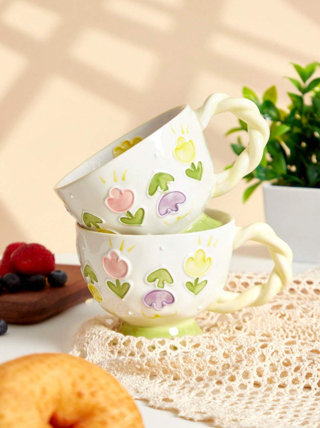 Whimsical Floral Ceramic Mug