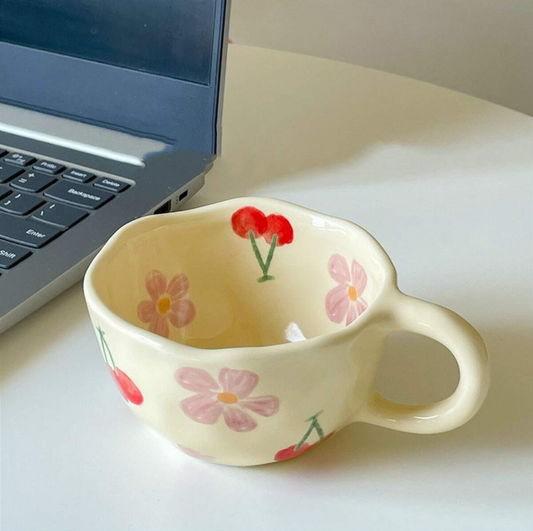 Hand-Pinched Ceramic Flower Mug